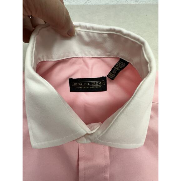 Donald Trump Dress Shirt Mens Pink French Cuff Signature Collection 14.5 32/33 - Picture 2 of 9
